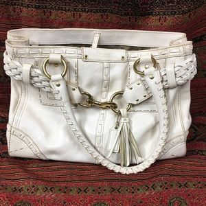 Coach Hamptons leather braided belt bag, cream